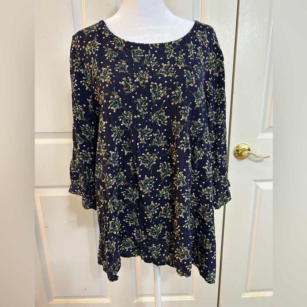 Cellabie navy floral tunic, 4X*